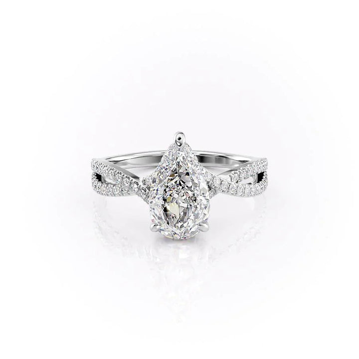 The Anastasia Set With Pear Pave Lab Diamond 1 Carat 14K White#material_14k-white