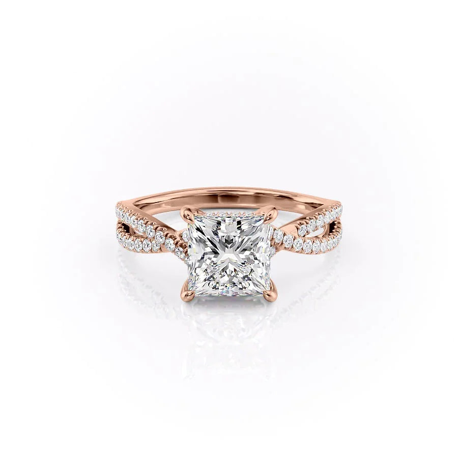 The Anastasia Set With Princess Pave Lab Diamond 1 Carat 14K Rose#material_14k-rose