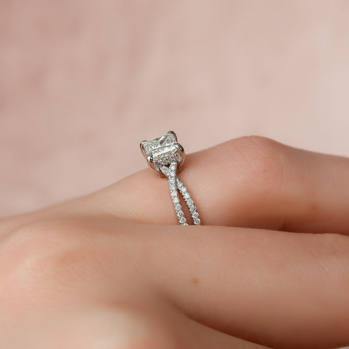 The Anastasia Princess Lab Diamond Moissanite Engagement Ring *Shown with 1 ct #material_white