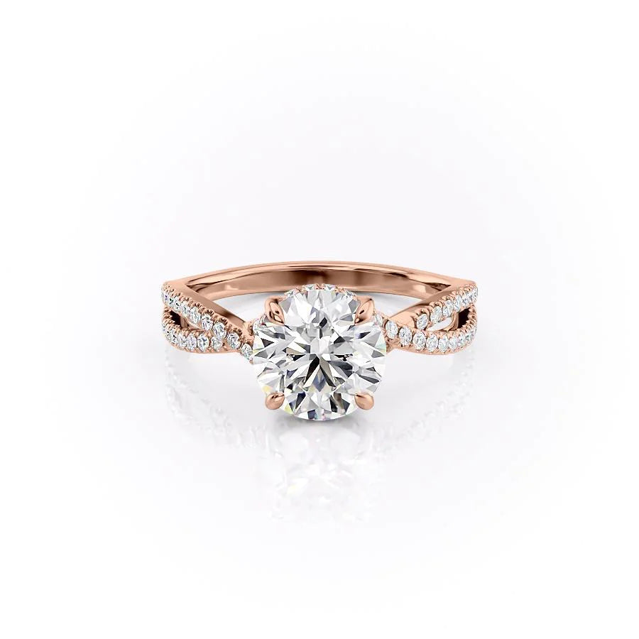 The Anastasia Set With Round Pave Lab Diamond 1 Carat 14K Rose#material_14k-rose