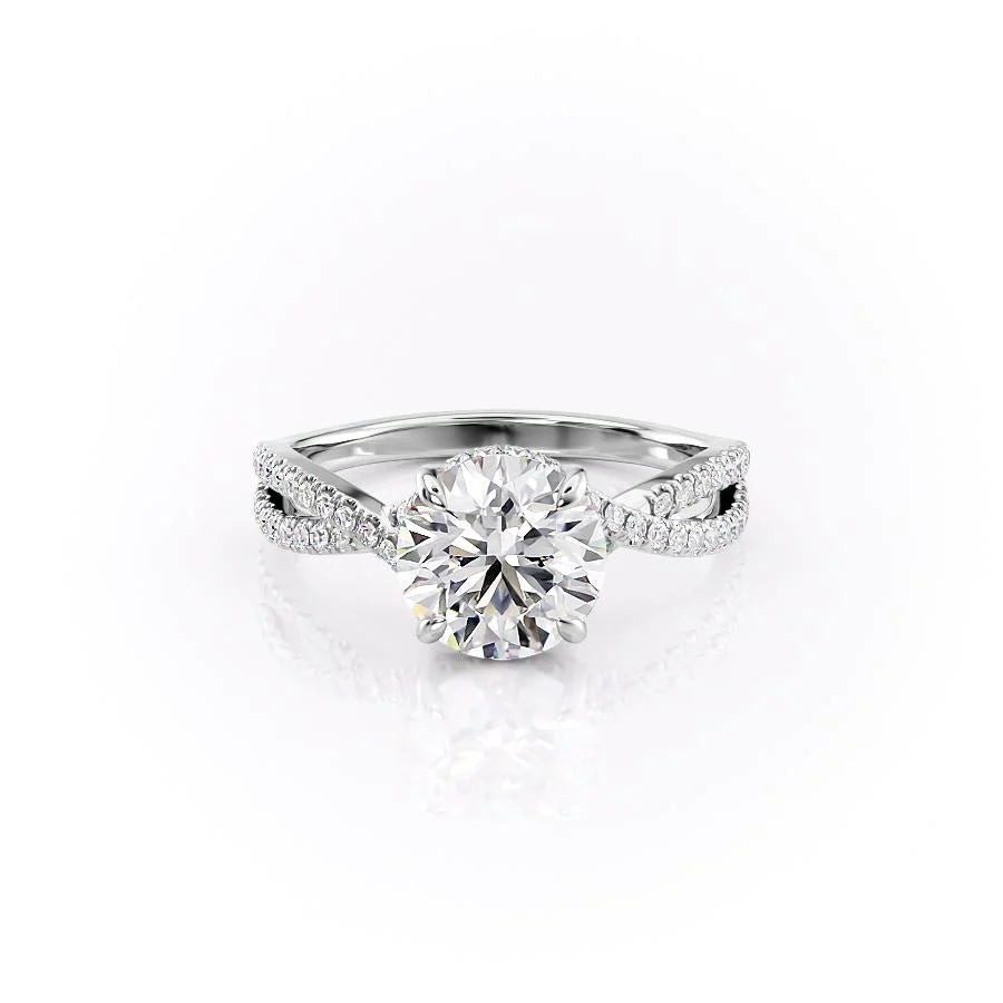 The Anastasia Set With Round Pave Lab Diamond 1 Carat 14K White#material_14k-white