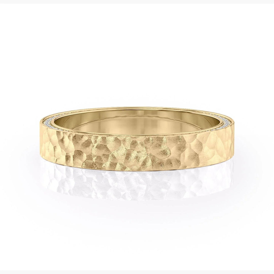 The Andy Wedding Bands Hammered 14K Gold#material_14k-gold