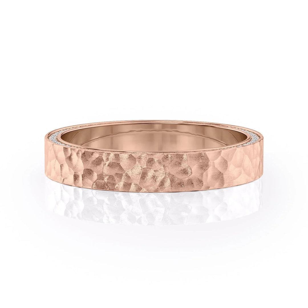 The Andy Wedding Bands Hammered 14K Rose#material_14k-rose