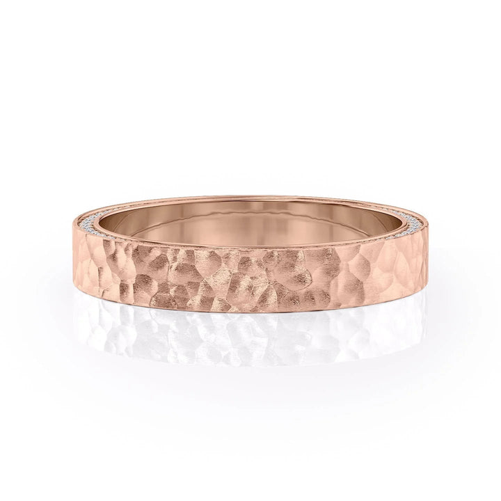 The Andy Wedding Bands Hammered 14K Rose#material_14k-rose