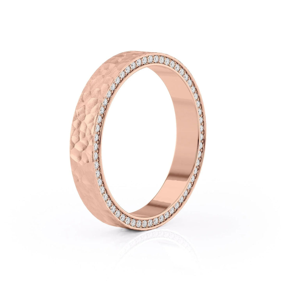 The Andy Wedding Bands Hammered 14K Rose#material_14k-rose