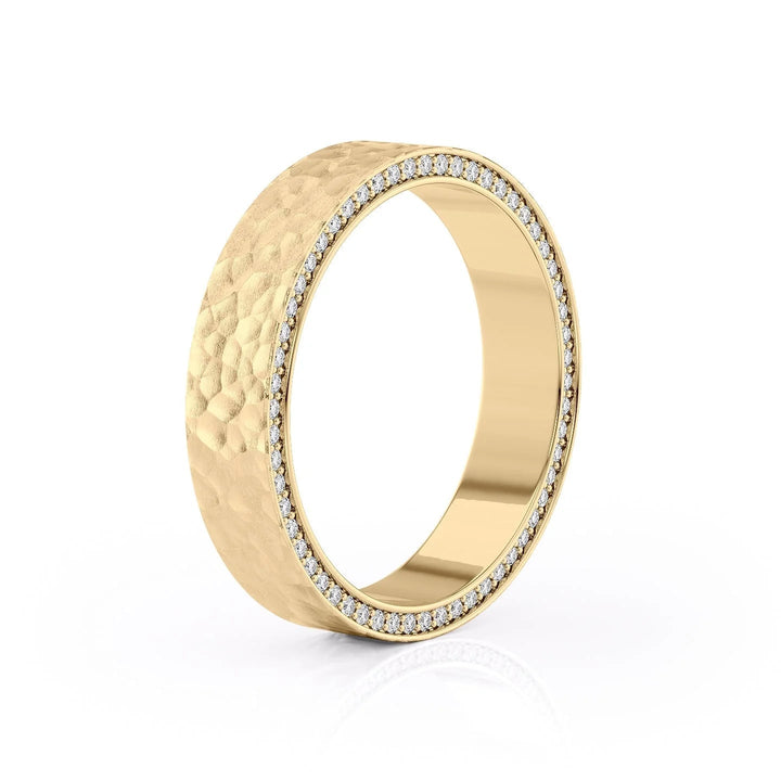 The Andy Wedding Bands Hammered 14K Gold#material_14k-gold