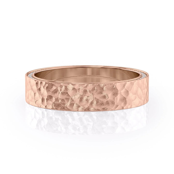 The Andy Wedding Bands Hammered 14K Rose#material_14k-rose