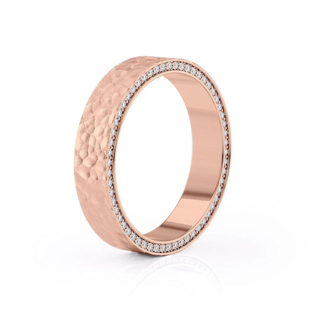 The Andy Wedding Bands Hammered 14K Rose#material_14k-rose