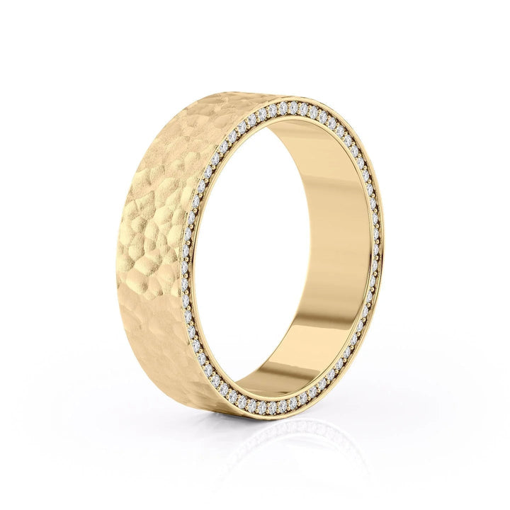 The Andy Wedding Bands Hammered 14K Gold#material_14k-gold