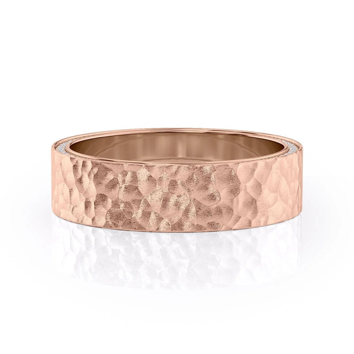 The Andy Wedding Bands Hammered 14K Rose#material_14k-rose