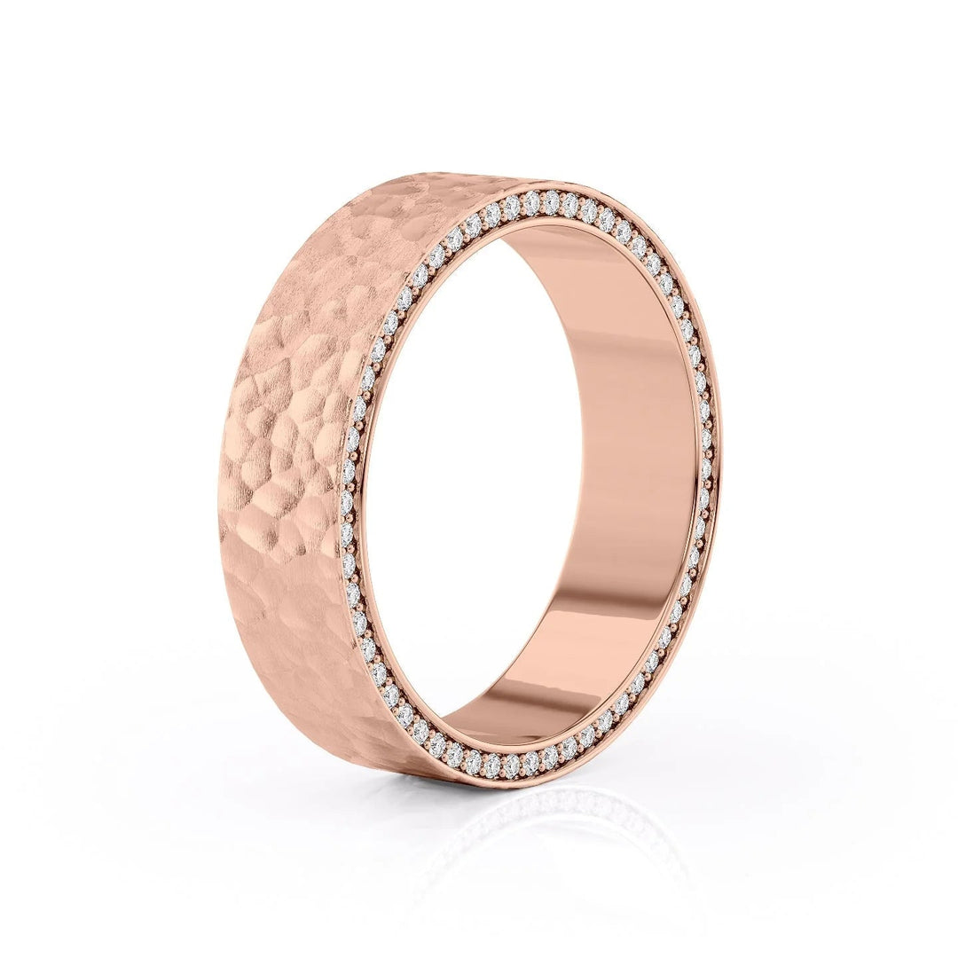 The Andy Wedding Bands Hammered 14K Rose#material_14k-rose