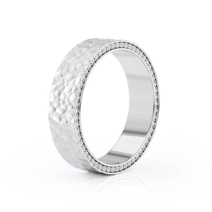 The Andy Wedding Bands Hammered 14K White#material_14k-white