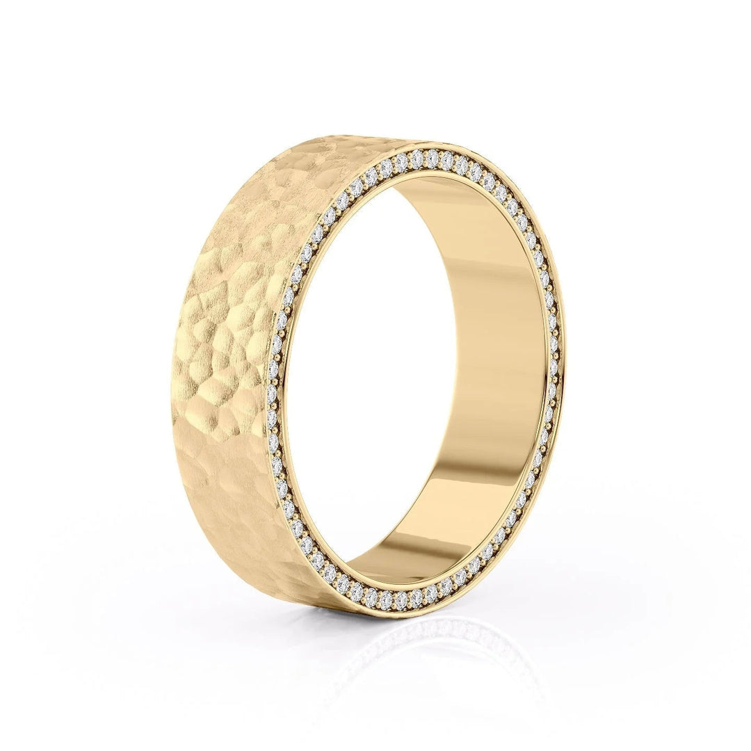 The Andy Wedding Bands Hammered 18K Gold#material_18k-gold