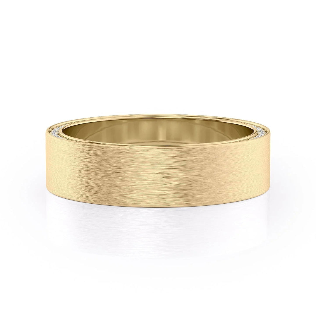 The Andy Wedding Bands Matte 14K Gold#material_14k-gold