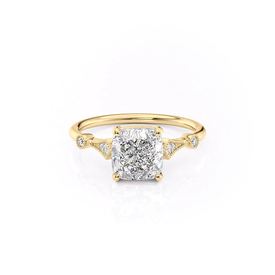 The Angel Set With Cushion Solitaire Lab Diamond 1 Carat 14K Gold#material_14k-gold