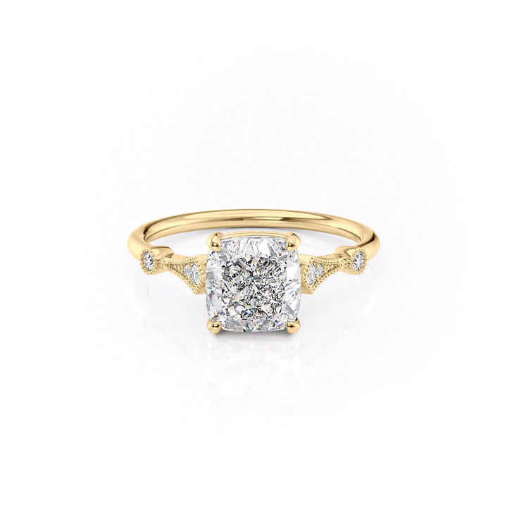 The Angel Set With Cushion Solitaire Lab Diamond 1 Carat 14K Gold#material_14k-gold