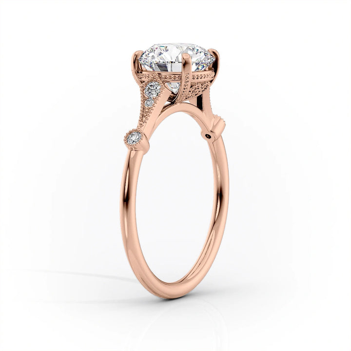 The Angel Set With Cushion Solitaire Moissanite#material_14k-rose