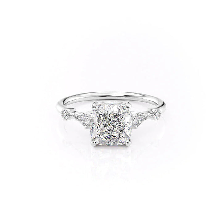 The Angel Set With Cushion Solitaire Lab Diamond 1 Carat 14K White#material_14k-white