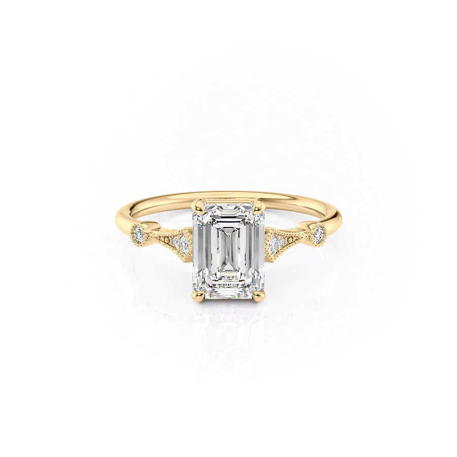 The Angel Set With Emerald Solitaire Moissanite#material_14k-gold