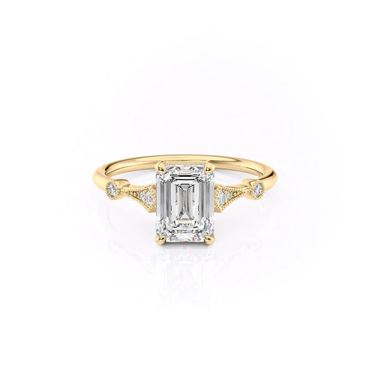 The Angel Set With Emerald Solitaire Moissanite#material_14k-gold