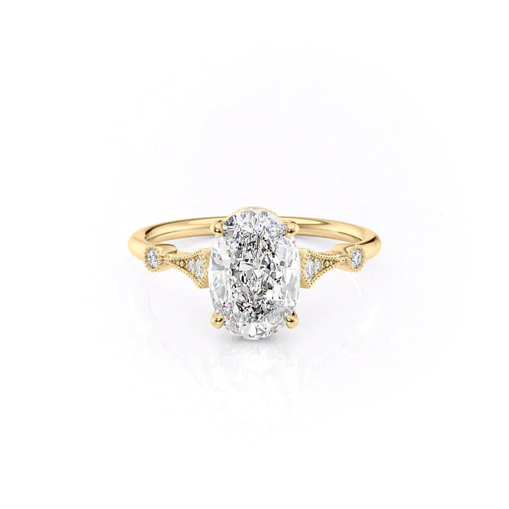 The Angel Set With Oval Solitaire Lab Diamond 1 Carat 14K Gold#material_14k-gold