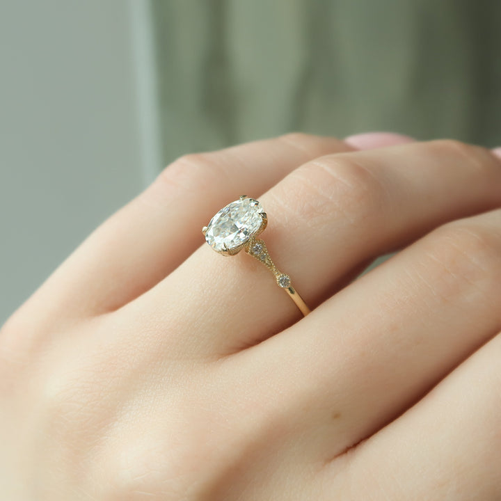 The Angel Set With Oval Solitaire Moissanite#material_14k-gold