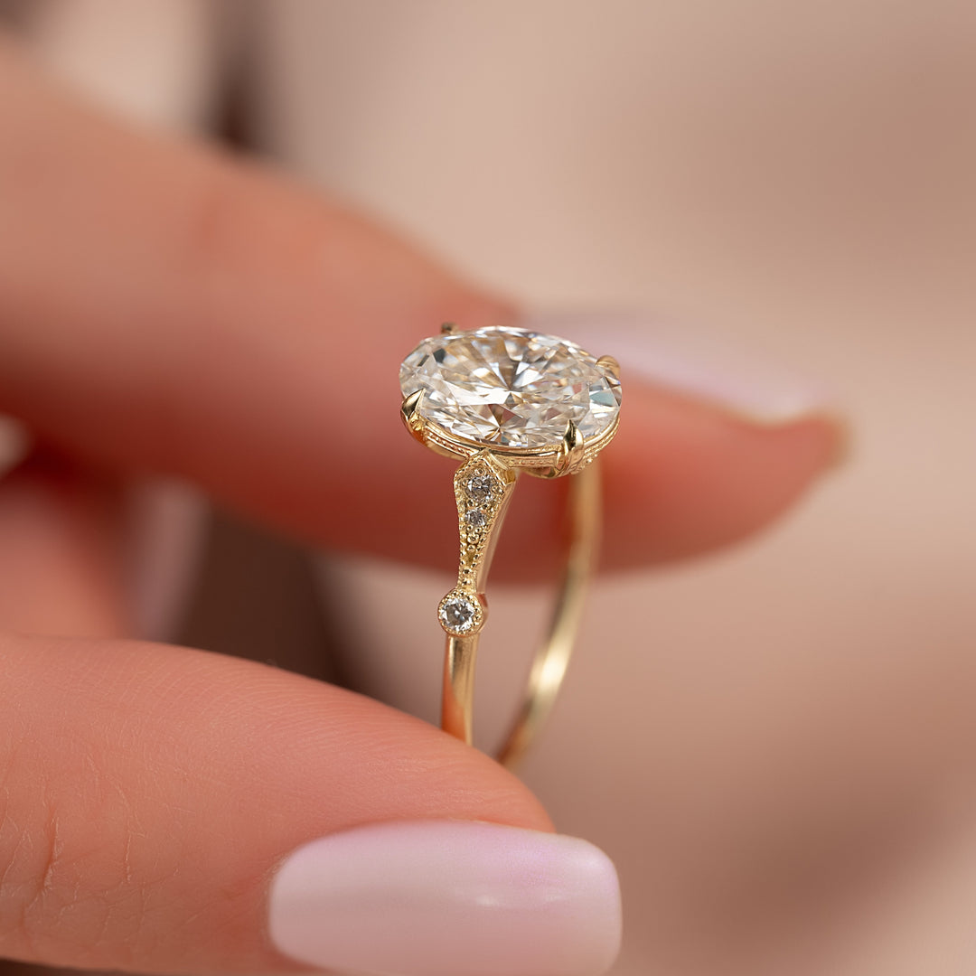 The Angel Oval Lab Diamond Moissanite Engagement Ring