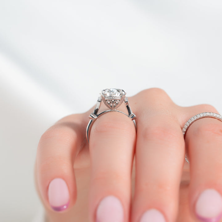 The Angel Oval Lab Diamond Moissanite Engagement Ring *Shown with 5 ct #material_white