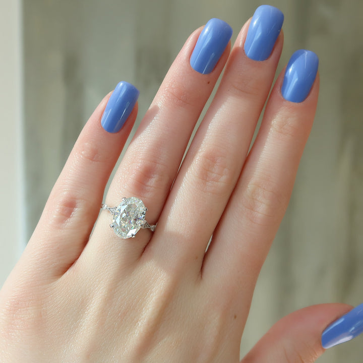 The Angel Oval Lab Diamond Moissanite Engagement Ring *Shown with 4.5 ct #material_white