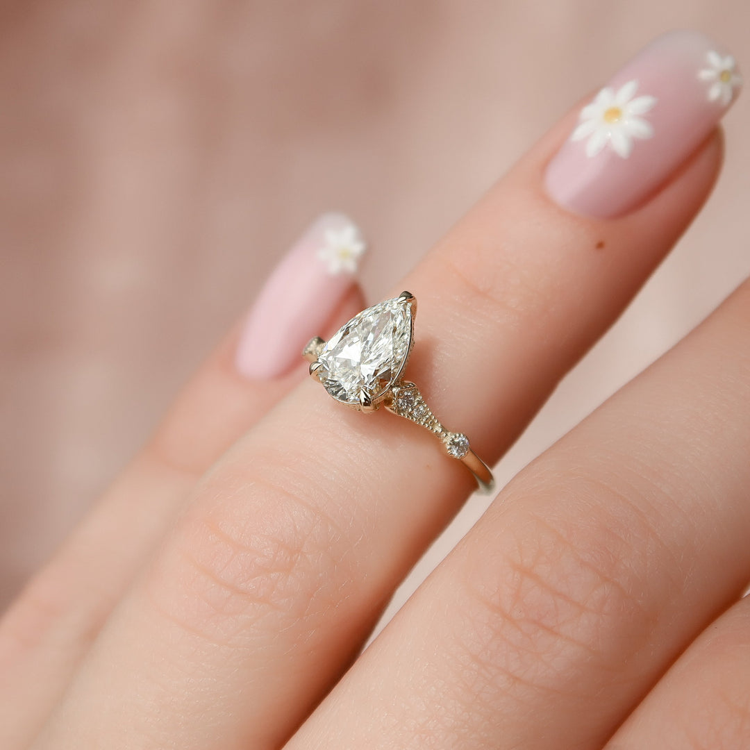 The Angel Set With Pear Solitaire Moissanite#material_14k-gold