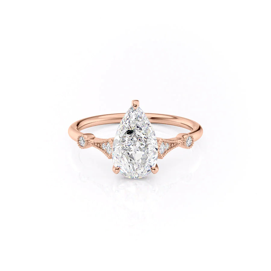 The Angel Set With Pear Solitaire Lab Diamond 1 Carat 14K Rose#material_14k-rose