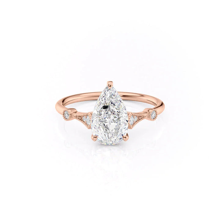 The Angel Set With Pear Solitaire Moissanite#material_14k-rose