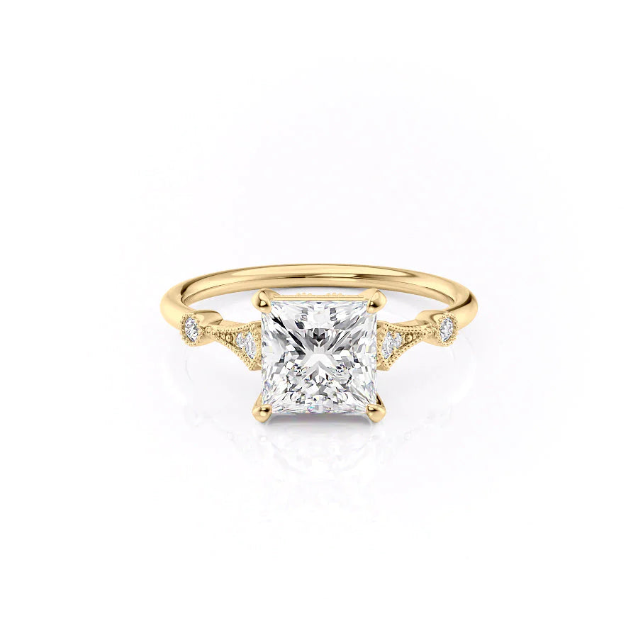 The Angel Set With Princess Solitaire Lab Diamond 1 Carat 14K Gold#material_14k-gold