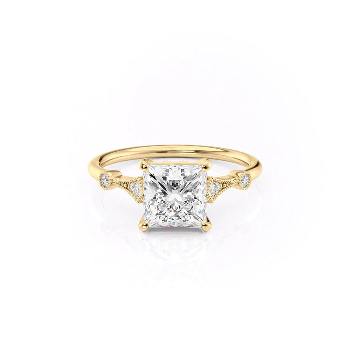 The Angel Set With Princess Solitaire Lab Diamond 1 Carat 14K Gold#material_14k-gold