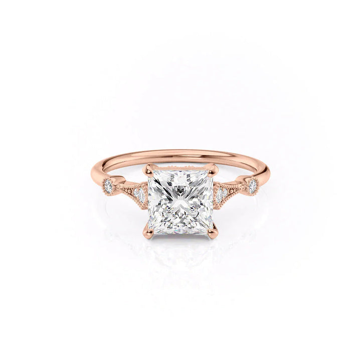 The Angel Set With Princess Solitaire Moissanite#material_14k-rose