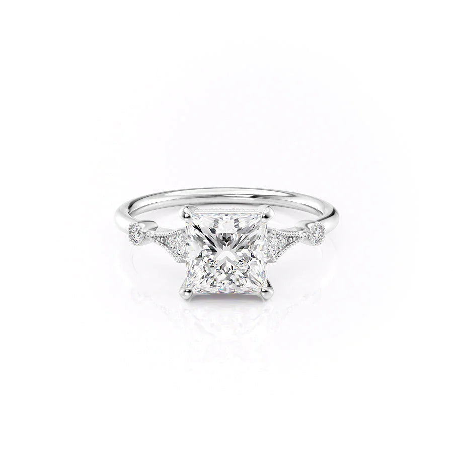 The Angel Set With Princess Solitaire Lab Diamond 1 Carat 14K White#material_14k-white