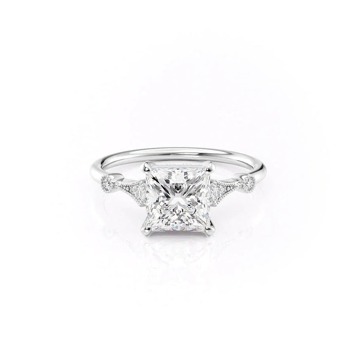 The Angel Set With Princess Solitaire Lab Diamond 1 Carat 14K White#material_14k-white