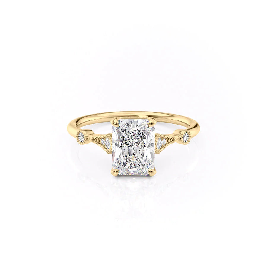 The Angel Set With Radiant Solitaire Lab Diamond 1 Carat 14K Gold#material_14k-gold