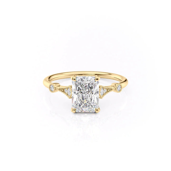 The Angel Set With Radiant Solitaire Lab Diamond 1 Carat 14K Gold#material_14k-gold