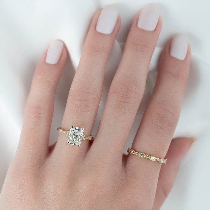 The Angel Set With Radiant Solitaire Lab Diamond 1 Carat 14K Gold#material_14k-gold