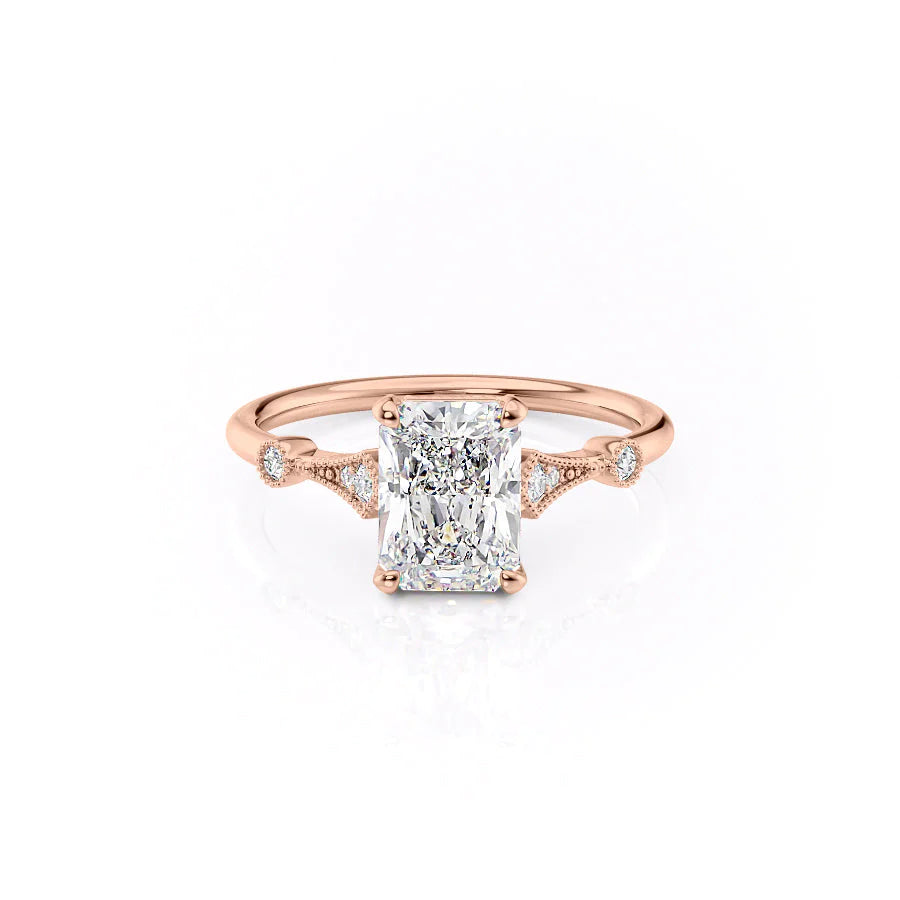 The Angel Set With Radiant Solitaire Lab Diamond 1 Carat 14K Rose#material_14k-rose