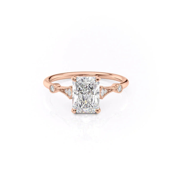 The Angel Set With Radiant Solitaire Lab Diamond 1 Carat 14K Rose#material_14k-rose