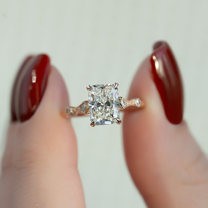 The Angel Set With Radiant Solitaire Moissanite#material_14k-rose