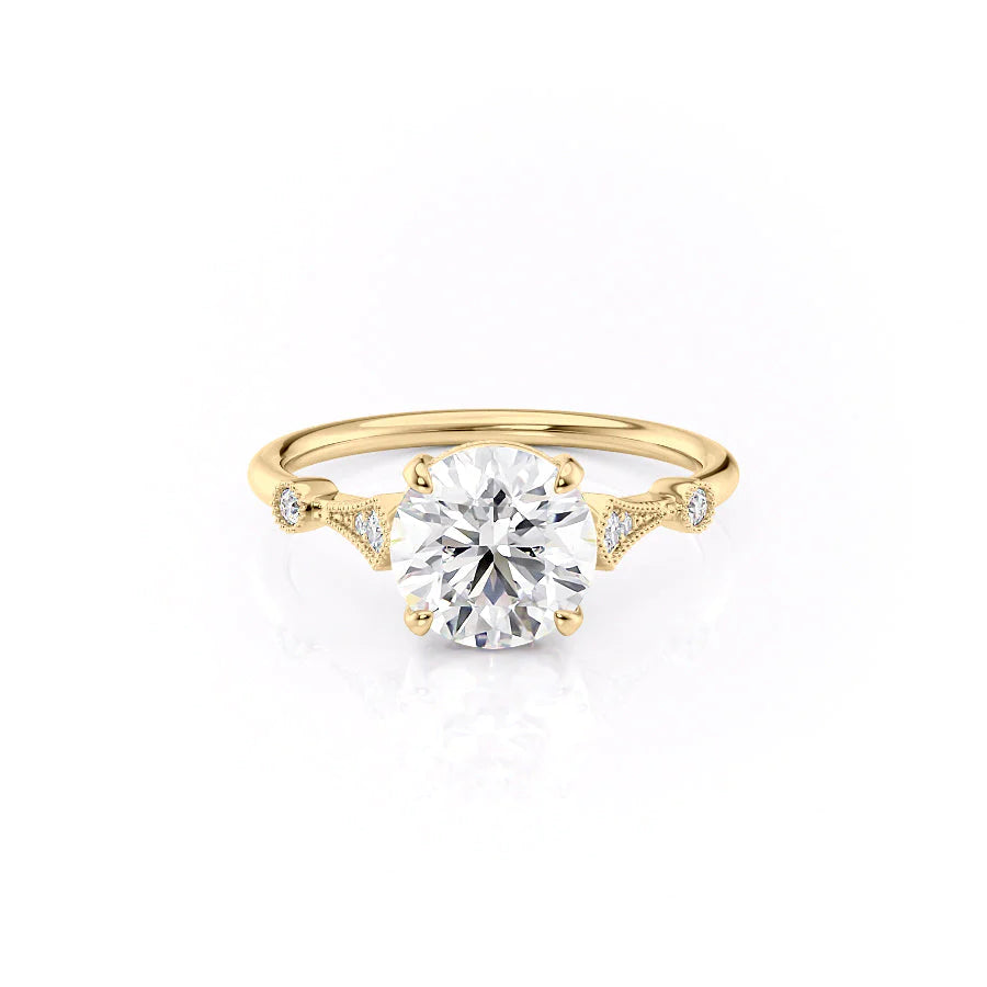 The Angel Set With Round Solitaire Lab Diamond 1 Carat 14K Gold#material_14k-gold