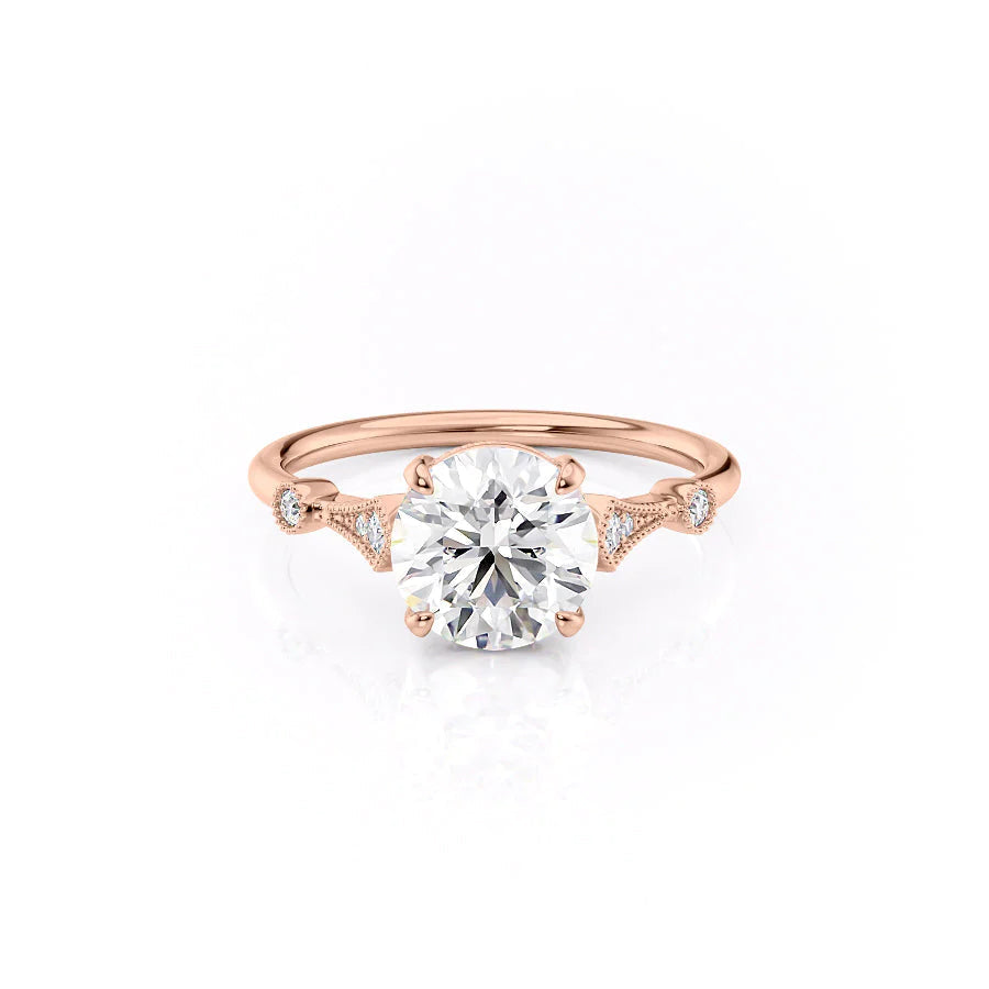 The Angel Set With Round Solitaire Lab Diamond 1 Carat 14K Rose#material_14k-rose