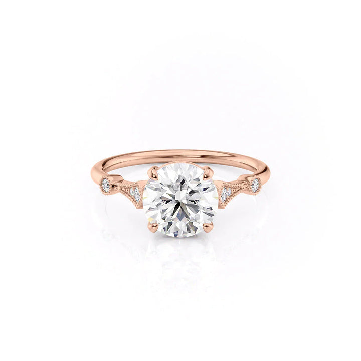 The Angel Set With Round Solitaire Lab Diamond 1 Carat 14K Rose#material_14k-rose