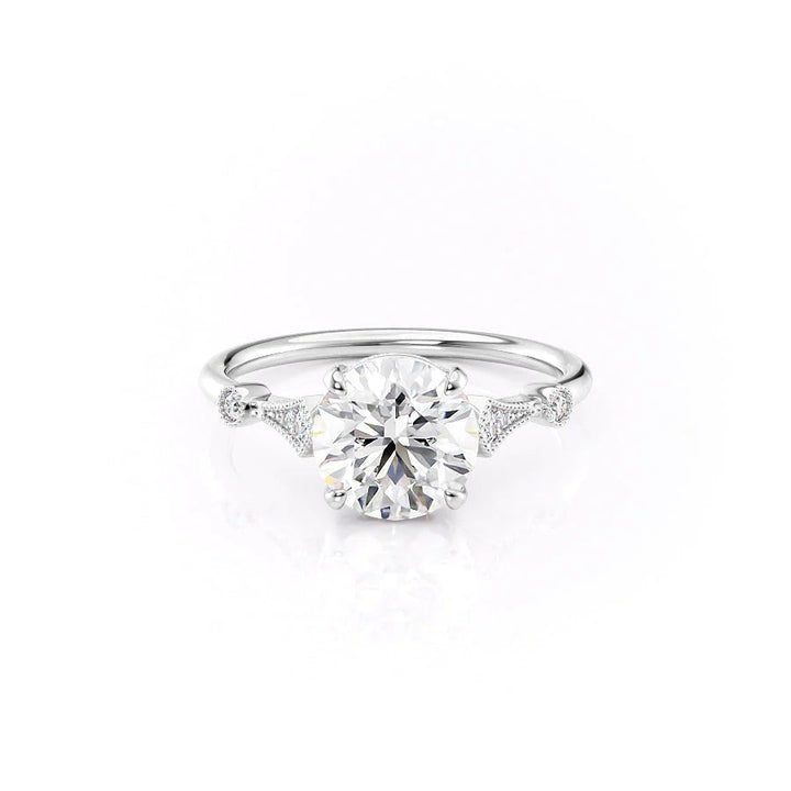 The Angel Set With Round Solitaire Lab Diamond 1 Carat 14K White#material_14k-white