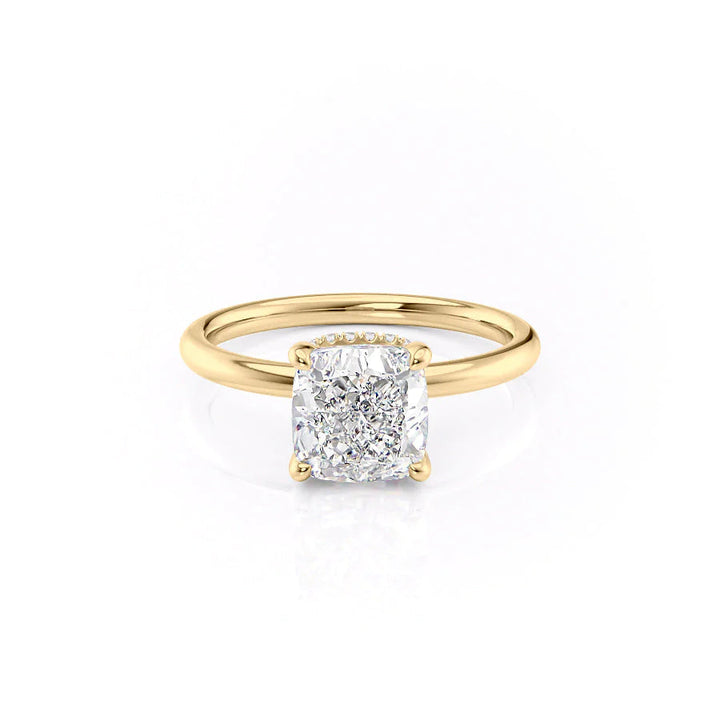 The April Set With Cushion Solitaire Lab Diamond 1 Carat 14K Gold#material_14k-gold