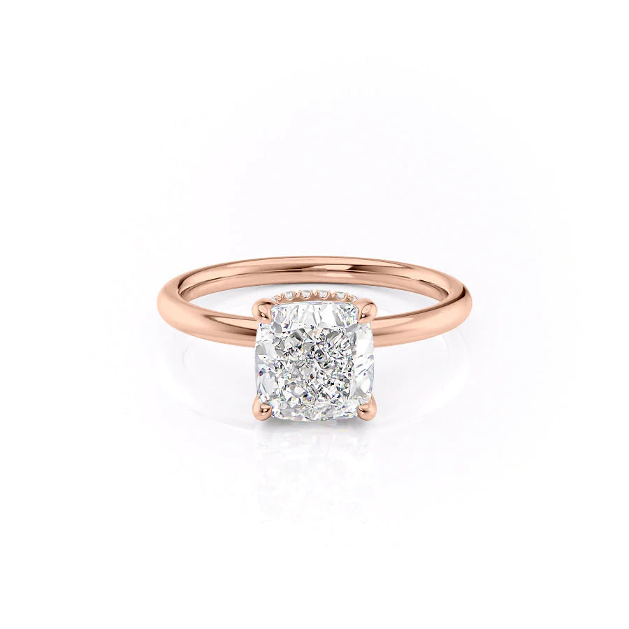 The April Set With Cushion Solitaire Lab Diamond 1 Carat 14K Rose#material_14k-rose