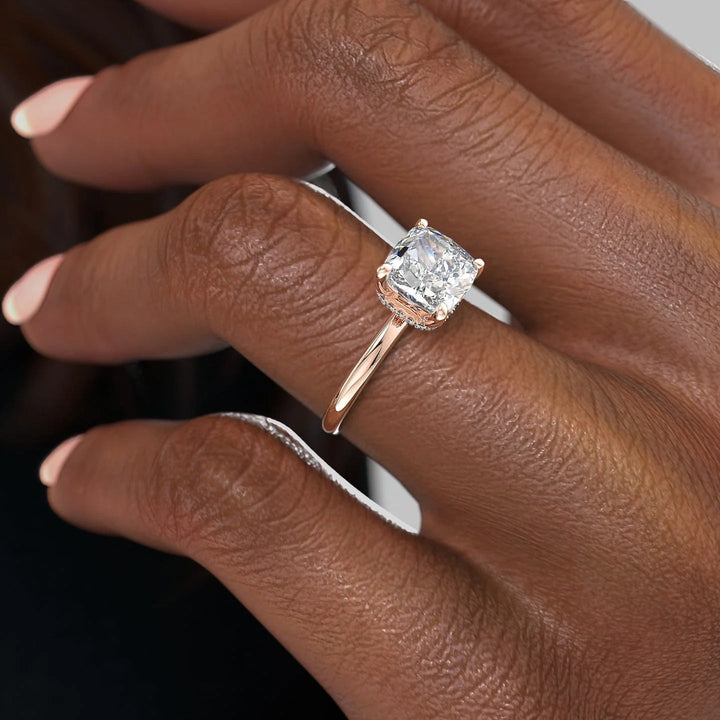 The April Set With Cushion Solitaire Moissanite#material_14k-rose